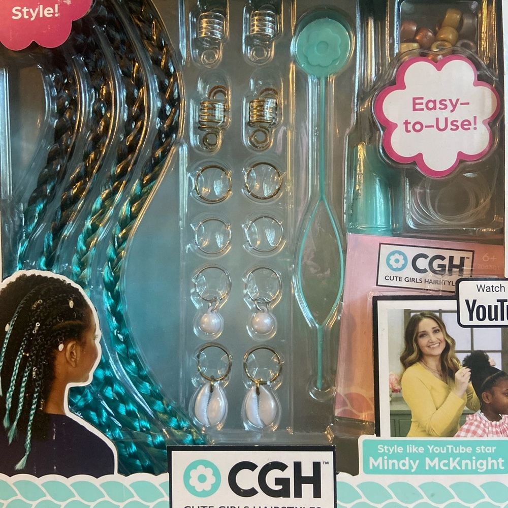 CGH Cute Girls Hairstyles Braid Extension and Beads-Crochet Hair Kit
